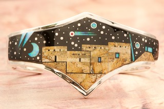 Calvin Begay Starry Night at the Pueblo with a View of Monument Valley Bracelet